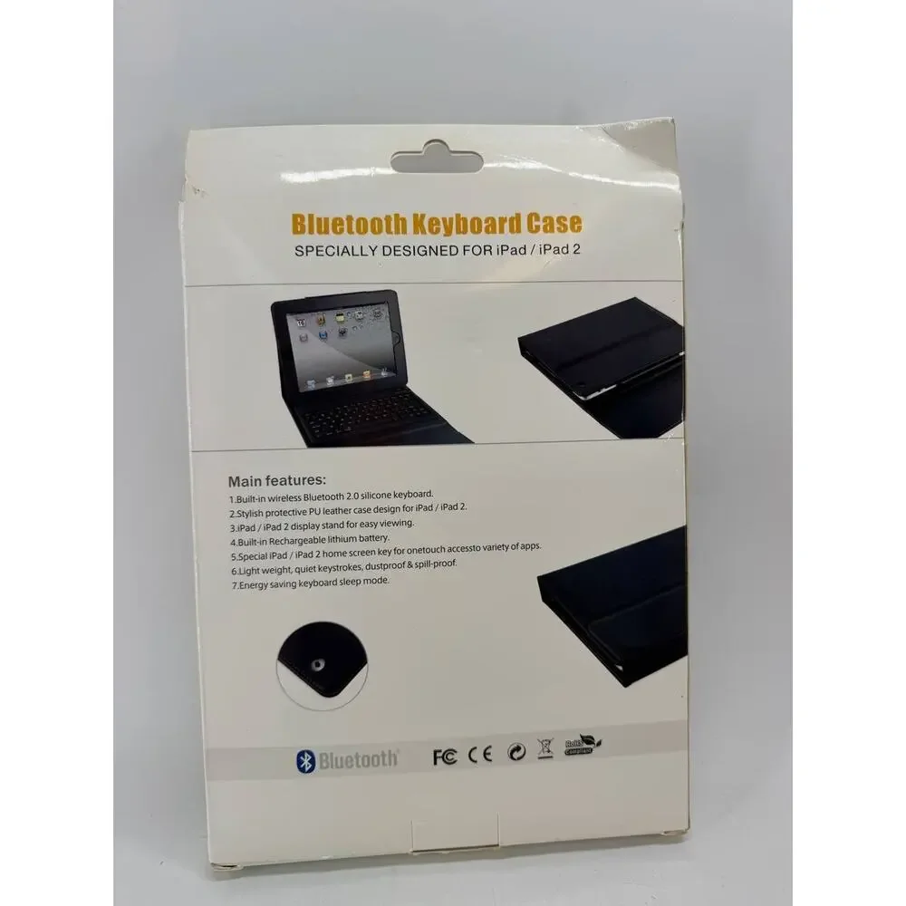 Bluetooth Keyboard Case for Apple iPad 1 & iPad 2 Wireless PU Leather New
